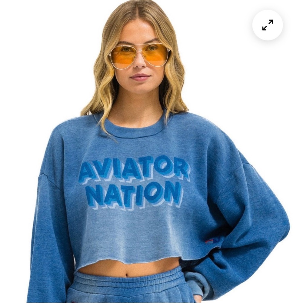 Aviator Nation Indigo Cropped Sweatshirt